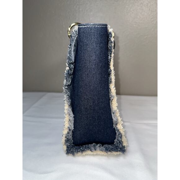Samantha Vega Fulfilled Love Denim Faux Pearls Tote Bag New NWT - Picture 4 of 12